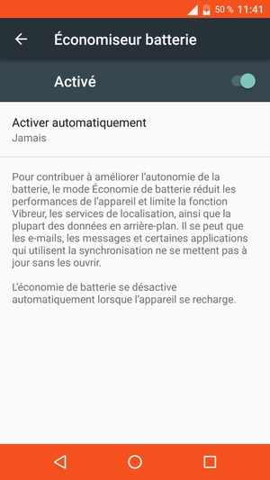 Activer le Économiseur batterie