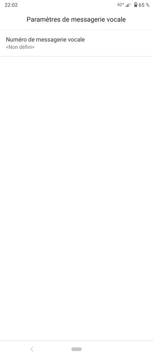 Sélectionnez Numéro de messagerie vocale