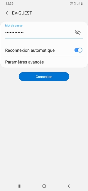 Saisissez le mot de passe du Wi-Fi et sélectionnez Connexion