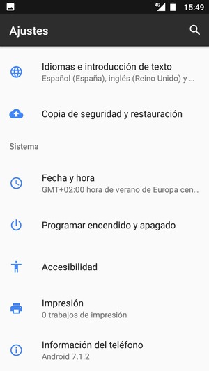 Desplácese y seleccione Información del teléfono