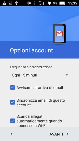 Seleziona AVANTI