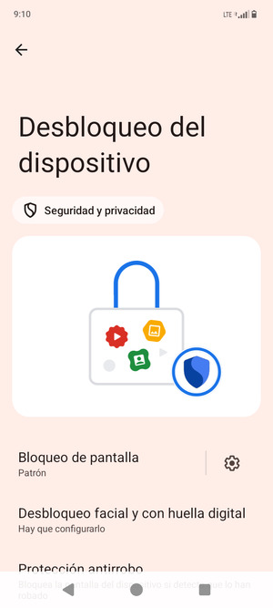 El teléfono ha sido asegurado con un bloqueo de pantalla