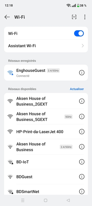 Vous êtes maintenant connecté au réseau Wi-Fi