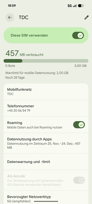 Schalten Sie Roaming an oder aus