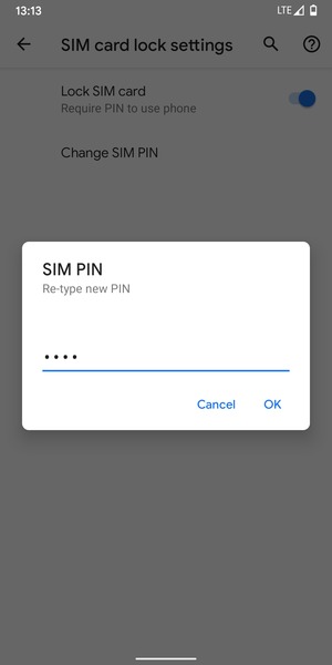 Confirm your new SIM PIN and select OK