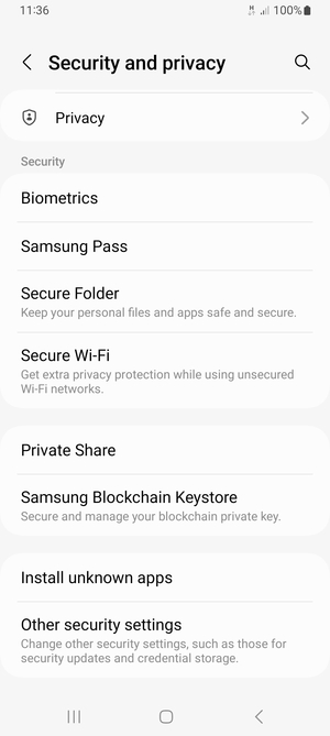 Scroll to and select Other security settings