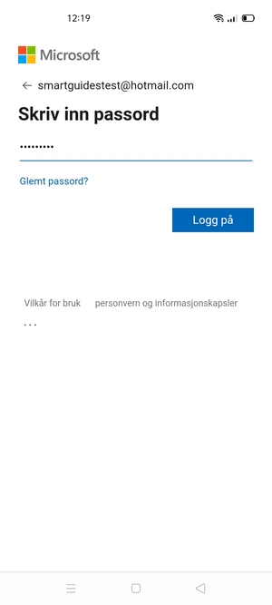 Skriv inn passord og velg Logg på