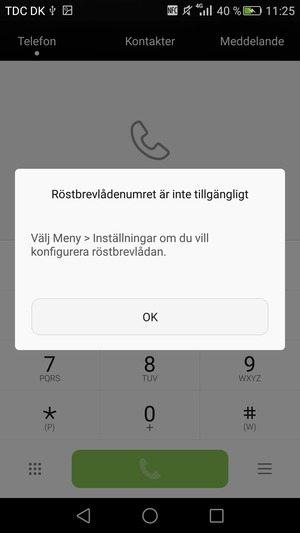 Om din röstbrevlåda inte är installerad, välj OK