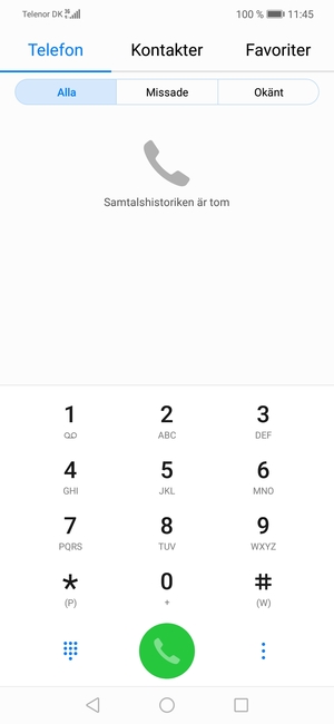 Tryck på och håll inne nummer 1