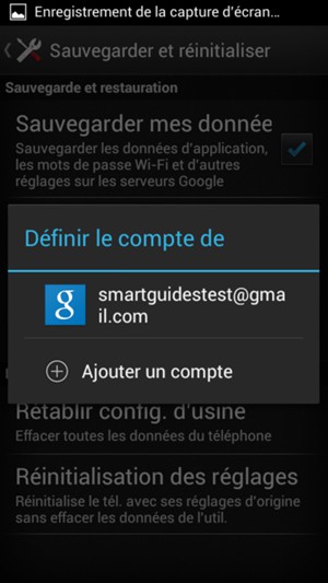 Sélectionnez votre compte de sauvegarde
