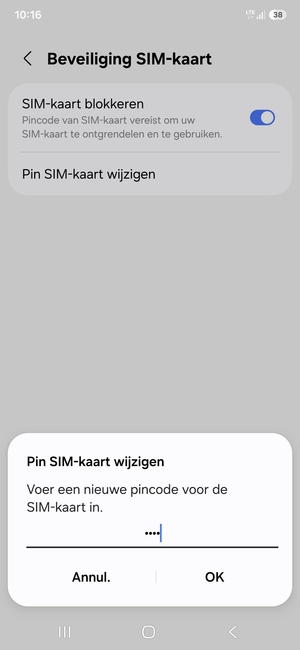 Voer uw Nieuwe pincode voor de SIM-kaart in en selecteer OK