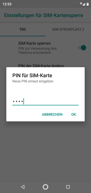 Bestätigen Sie Ihre neue PIN für SIM-Karte und wählen Sie OK
