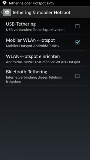 Ihr Handy ist jetzt für die Verwendung als Modem eingerichtet