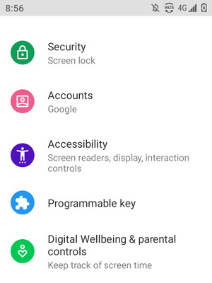 Scroll to and select Security