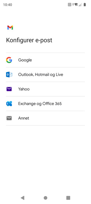 Velg Outlook, Hotmail og Live