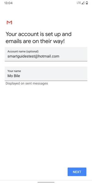 Give your account a name and enter your name. Select NEXT