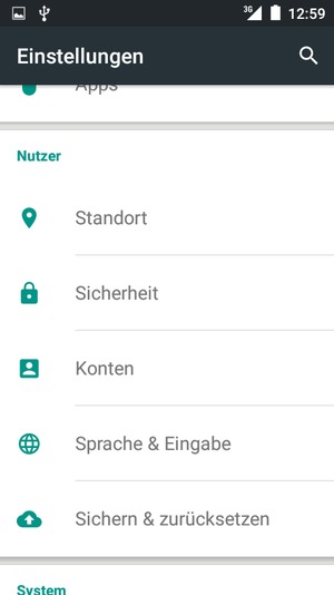 Scrollen Sie und wählen Sie Sicherheit