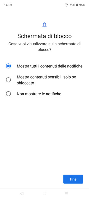 Seleziona la tua opzione preferita e poi Fine