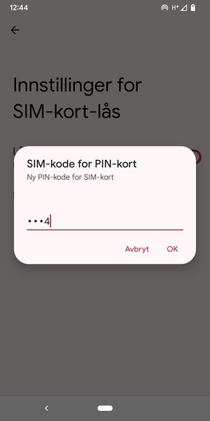 Skriv inn Ny PIN-kode for SIM-kort og velg OK