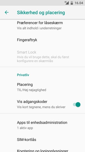 Scroll til og vælg Placering