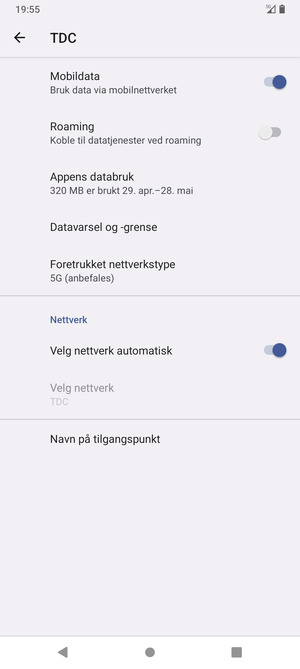 Slå av Velg nettverk automatisk