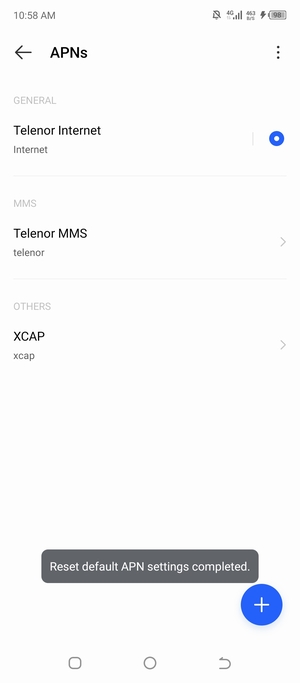 Your phone will reset to default Internet and MMS settings