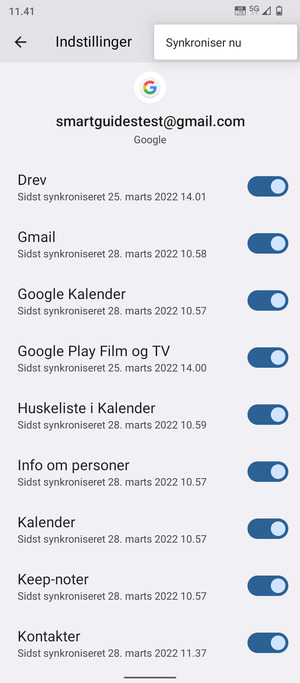 Vælg Synkroniser nu