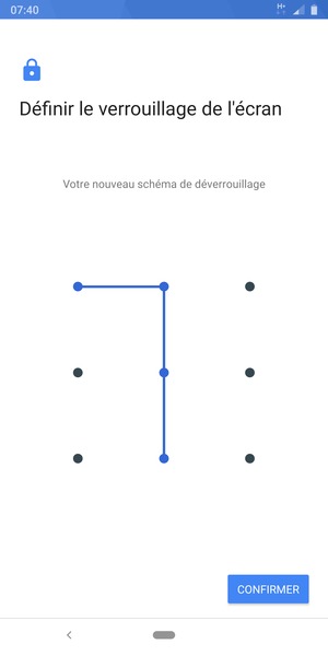 Dessinez de nouveau le schéma de déverrouillage et sélectionnez CONFIRMER