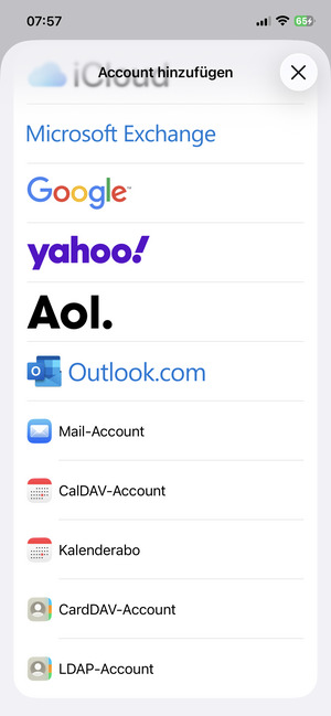 Wählen Sie Mail-Account