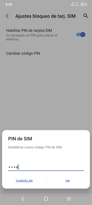 Introduzca su Nuevo código PIN de SIM y seleccione OK