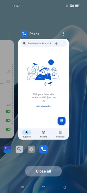 Select Close all to close all running apps