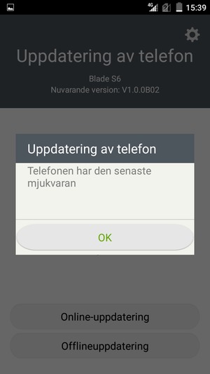 Om din telefon är uppdaterad, välj OK