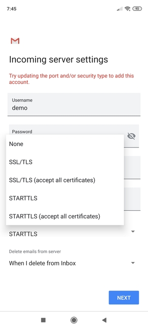 Select None and select NEXT