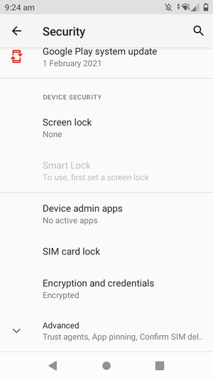 Scroll to and select SIM card lock