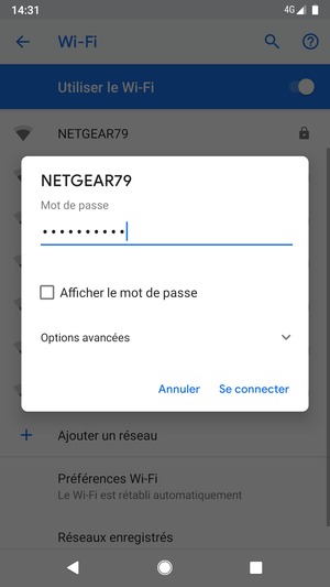 Saisissez le mot de passe du Wi-Fi et sélectionnez Se connecter