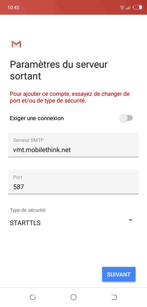 Sélectionnez Type de sécurité