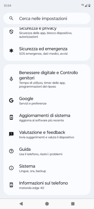 Scorri e seleziona Aggiornamenti di sistema