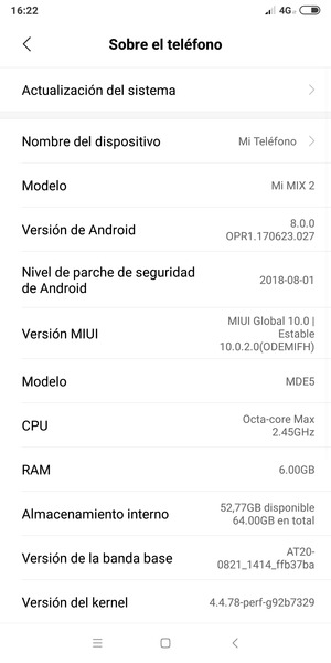 Seleccione Actualización del sistema
