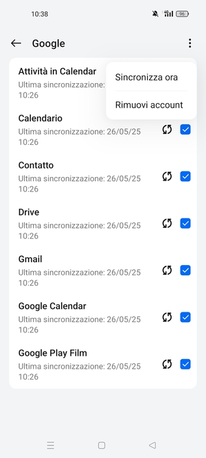 Seleziona Sincronizza ora