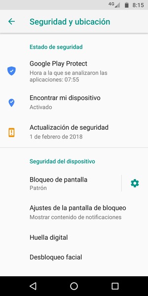 El teléfono ha sido asegurado con un bloqueo de pantalla