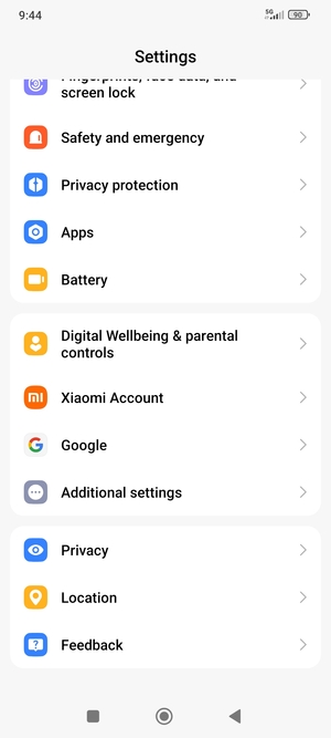 Return to the Settings menu and scroll to and select Additional settings