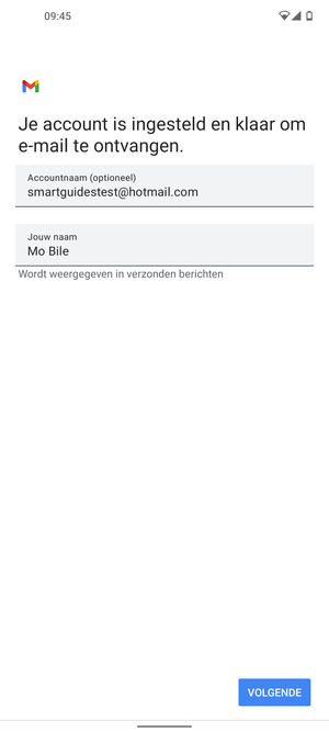 Geef uw account een naam en voer uw naam in. Selecteer VOLGENDE