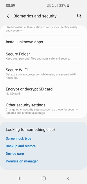 Scroll to and select Other security settings
