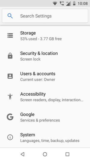 Scroll to and select Security & location
