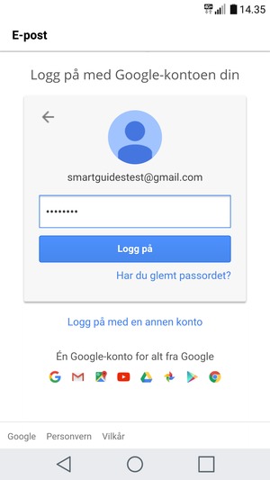 Skriv inn passord og velg Logg på