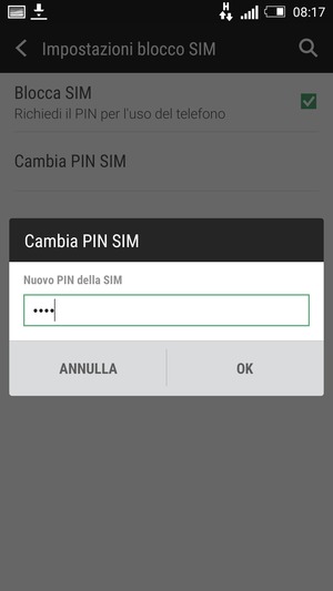 Inserisci Nuovo PIN della SIM e seleziona OK