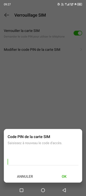 Veuillez confirmer votre nouveau code PIN et sélectionner OK