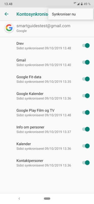 Vælg Synkroniser nu