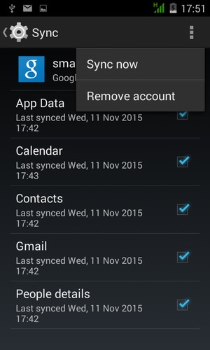 Select the Menu button and select Sync now