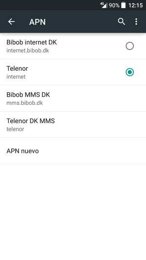 Si la pantalla tiene este aspecto, seleccione APN nuevo